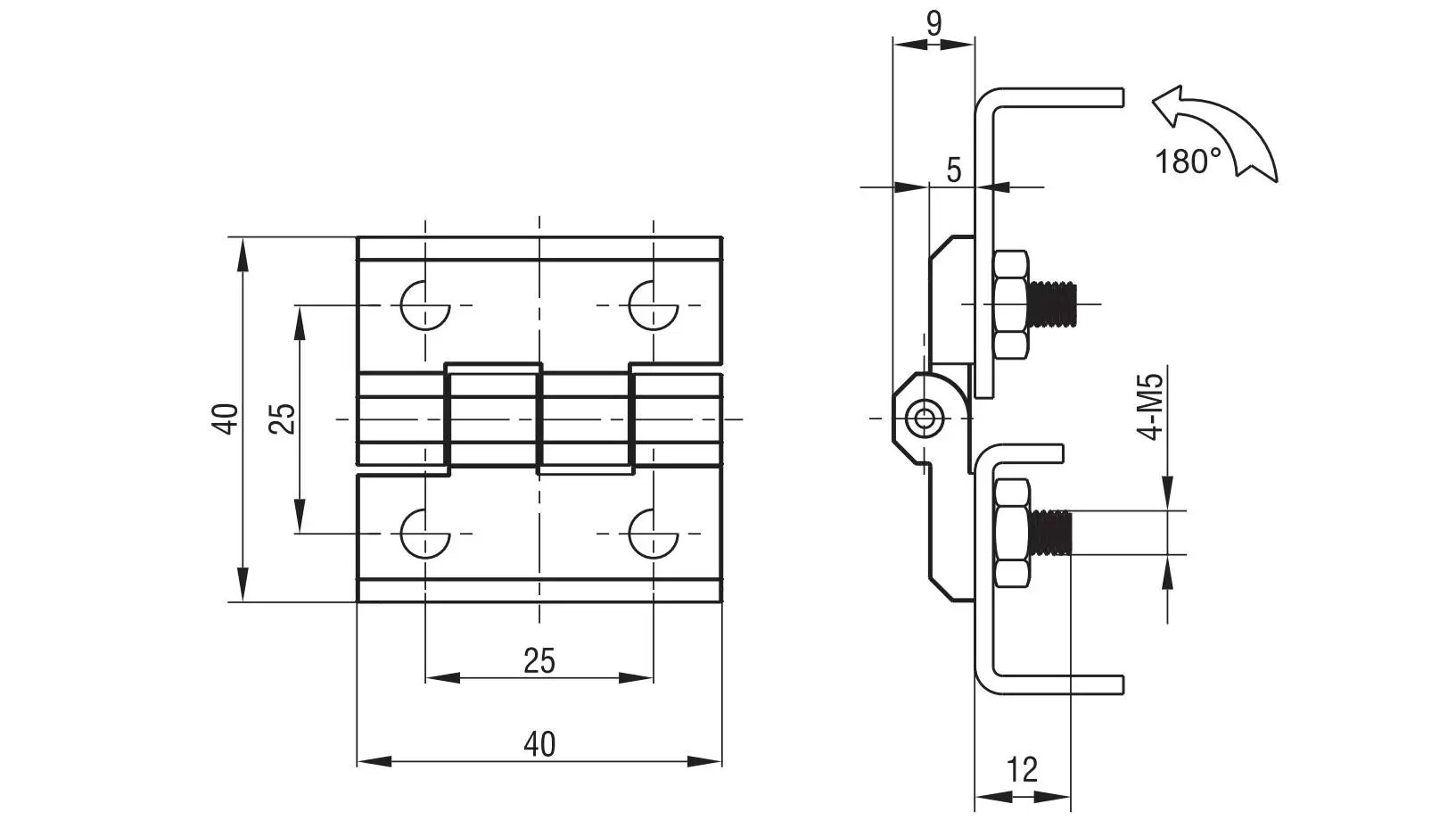 Screw-on Hinge 2101-40X Series 40x40