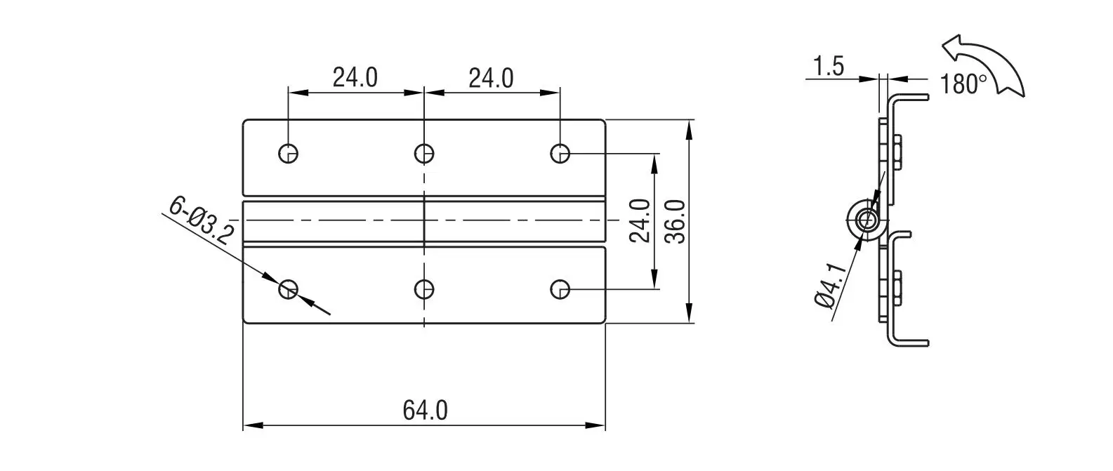 Screw-on Hinge 2114 Series  64x36