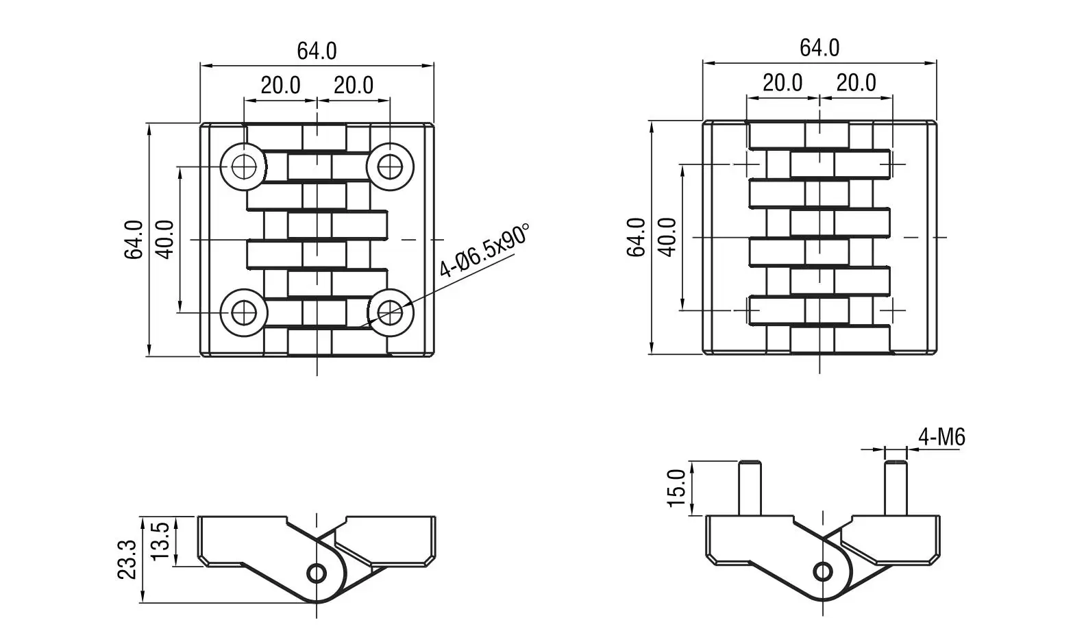 Screw-on Hinge 2120 Series 64x64(Large Size)