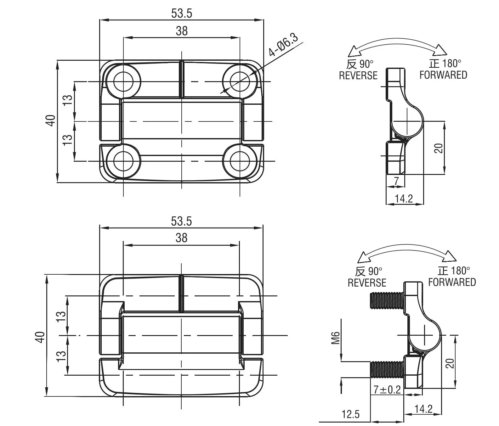 Screw-on Torque Hinge 2127 Series(53.5x40)