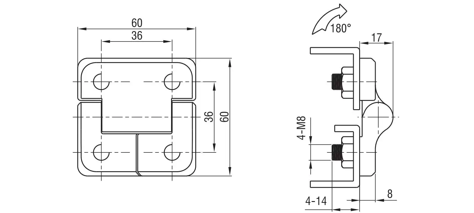Screw-on Torque Hinge 2136-6 Series(60X60)
