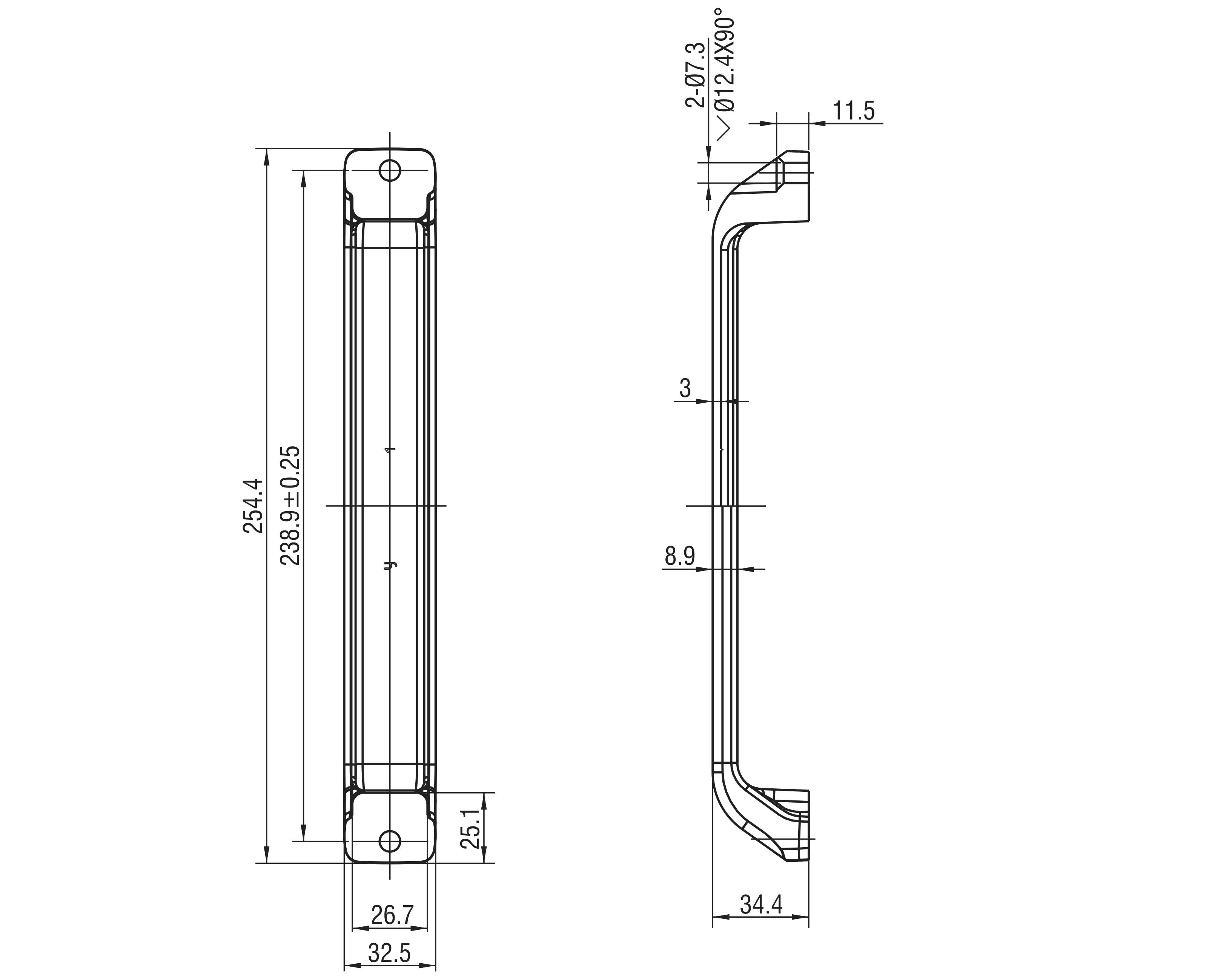 U shape Handle 3206 Series