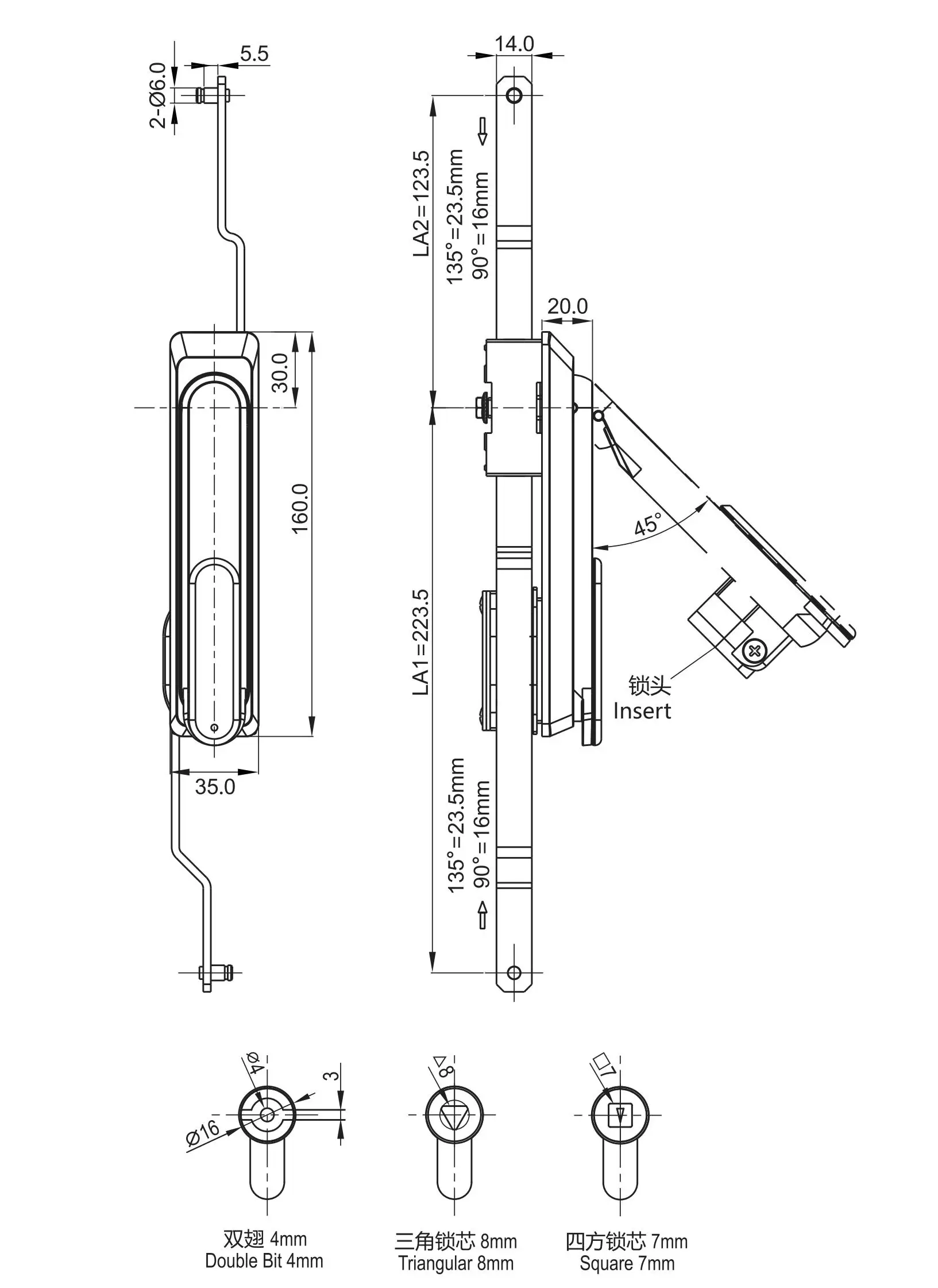 SUS Rod Control Swinghandle 1120 Rod Control Type Series
